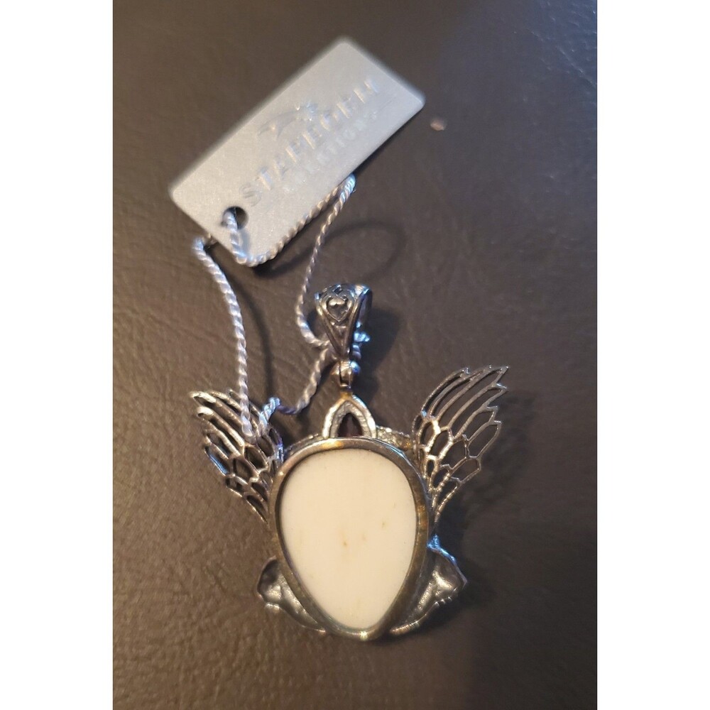 Starborn Creations Sterling 925 Silver Hand Carved Bne & Garnet Freya Pendant - Picture 3 of 6